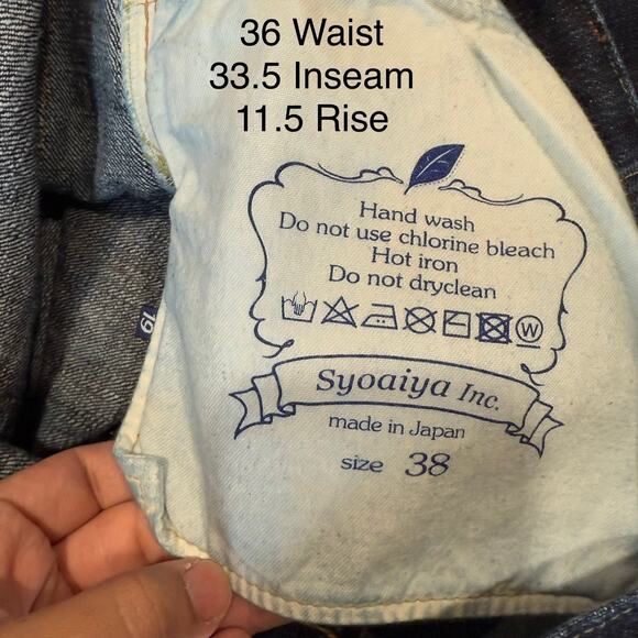 Syoaiya Selvedge Jeans 36 Blue Dark Wash Denim Straight Leg Made in Japan - Picture 6 of 10